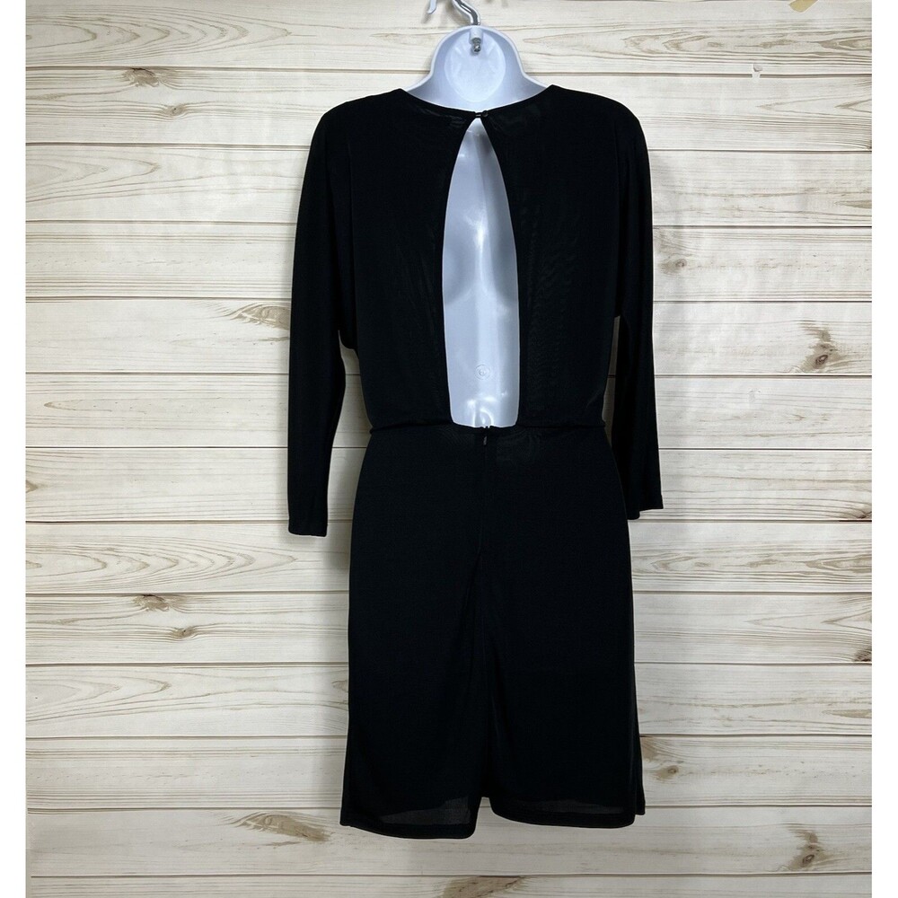Zara Trafaluc Black Long Sleeve Mini Dress Size XS Scoop Neck Keyhole Back
